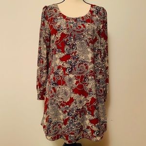 Charming Charlie Paisley Long Sleeve Shift Dress